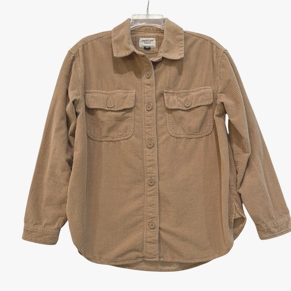American Eagle Outfitters Tops - American Eagle Tan Corduroy Button Down Shirt Women's XS Beige‎ Shacket Cotton